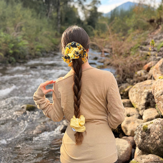 Bamba Simple/ Maxi scrunchie con Vuelos Plisados - Bosque otoñal