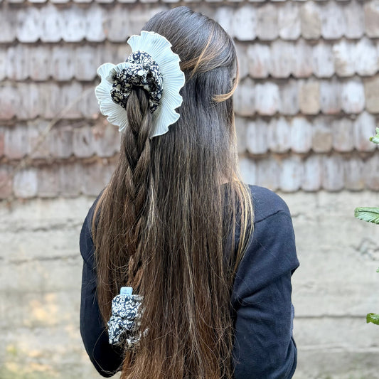 Bamba Simple/ Maxi scrunchie con Vuelos Plisados - Hilvan de mar