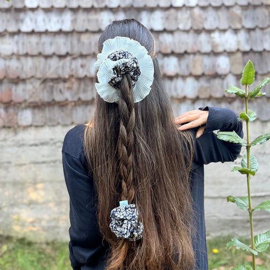 Bamba Simple/ Maxi scrunchie con Vuelos Plisados - Hilvan de mar