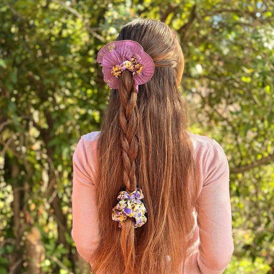 Bamba Simple/ Maxi scrunchie con Vuelos Plisados - Lavanda del monte