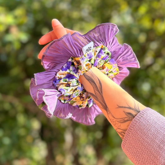 Bamba Simple/ Maxi scrunchie con Vuelos Plisados - Lavanda del monte