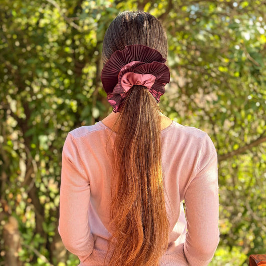 Bamba Simple/ Maxi scrunchie con Vuelos Plisados - Bruma mora