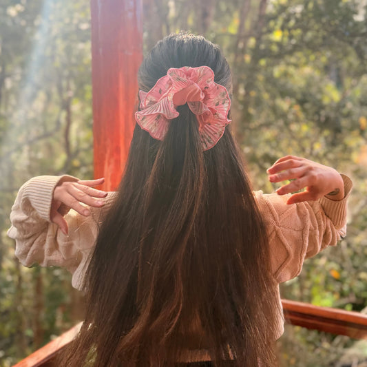 Bamba Simple/ Maxi scrunchie con Vuelos Plisados - Jardín de alba