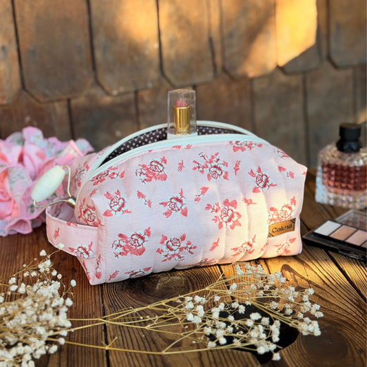 Cosmetiquero / Neceser Trotamundos - Té de rosas -  Hecho a mano, resistente y pensado para acompañarte a todas partes